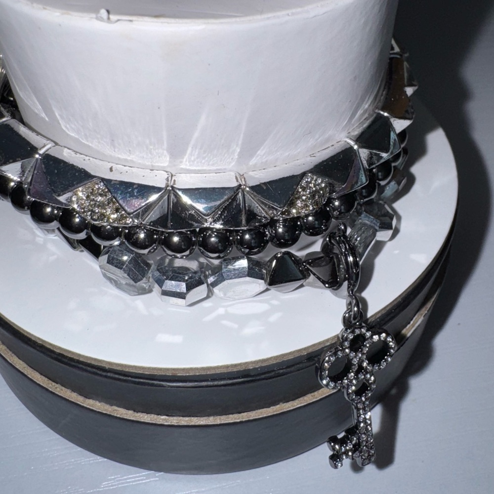 BP Bomb Party Charming Charlie Elegant Silver and Black Bracelet